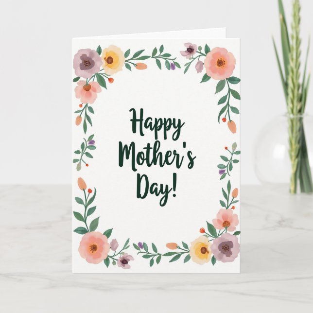 Muttertags-Blumen-Aquarellkarte Karte (Vorderseite)