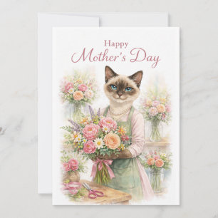 Muttertags-Blumenhändlerin Katze Feiertagskarte