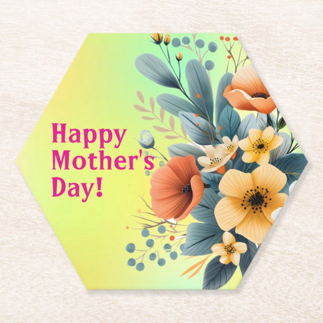 Muttertags-Boho-Blumen Clipart-61983 Untersetzer (Vorderseite)