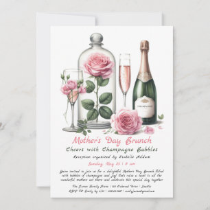 Muttertags-Brunch-Einladung – Champagner & Rosa Einladung