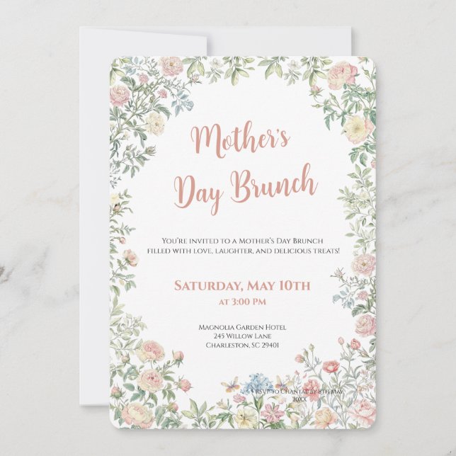 Muttertags-Brunch-Einladung Floral Einladung (Vorderseite)