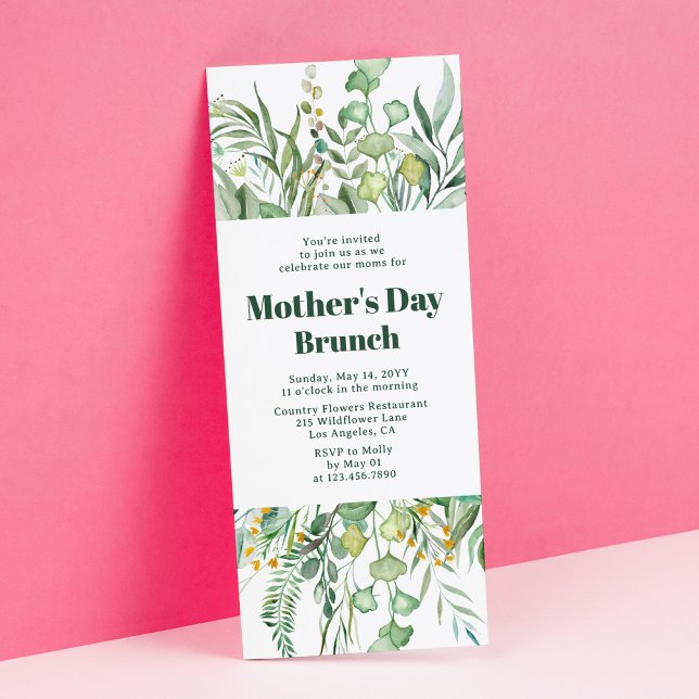 Muttertags Brunch Elegantes Botanisches Wasser Einladung (Von Creator hochgeladen)