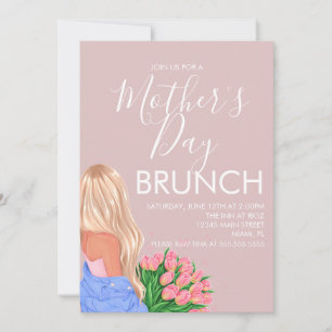Muttertags-Brunch Floral Blush Rosa Damen Einladung