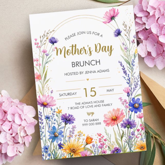Muttertags-Brunch | Muttertagsparty Einladung (Mother's Day Brunch Wildflower | Mothers Day Party Invitation)