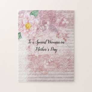 Muttertags-Distressed Vintage rosa grüne Blumen Puzzle