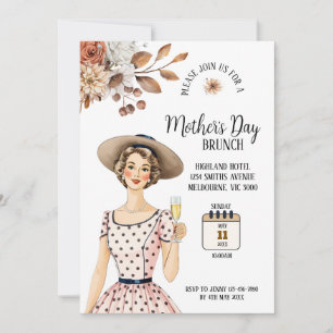 Muttertags-Einladung - Dame mit braunem Hut Einladung