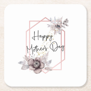 Muttertags Elegant Grau Rosa Floral  Rechteckiger Pappuntersetzer