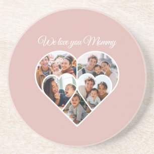 Muttertags-Foto-Collage Herz Familienbild  Getränkeuntersetzer