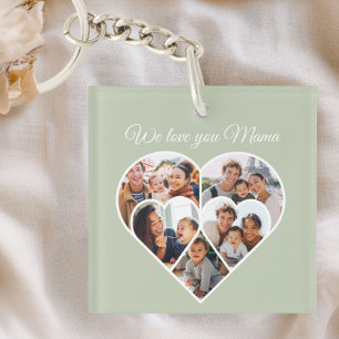 Muttertags-Foto-Collage Herz Familienbild  Schlüsselanhänger