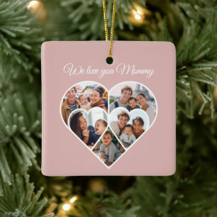 Muttertags-Foto-Herz-Familienbild-Collage Keramikornament