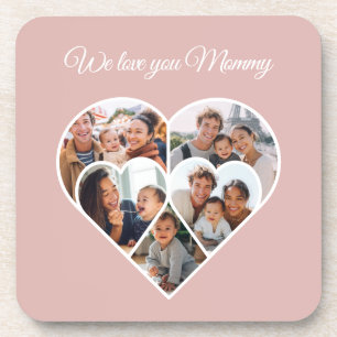 Muttertags-Fotocollage Herz Familienbild Getränkeuntersetzer