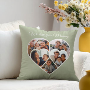 Muttertags-Fotocollage Herz Familienbild Kissen