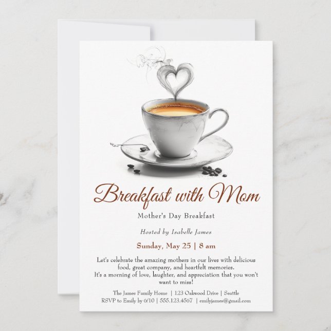 Muttertags Frühstück - Frühstück mit Mama Einladung (Vorderseite)