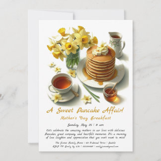 Muttertags Frühstück - Pfannkuchen & Affodils Einladung