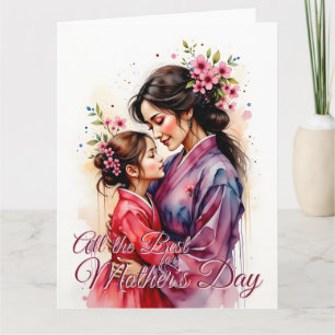 Muttertags-Kimono-Kunst mit floraler Umarmung Karte