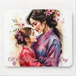 Muttertags-Kimono-Kunst mit floraler Umarmung Mousepad