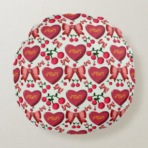 Muttertags-Kirsch-Schleifen-Muster-Geschenk Rundes Kissen