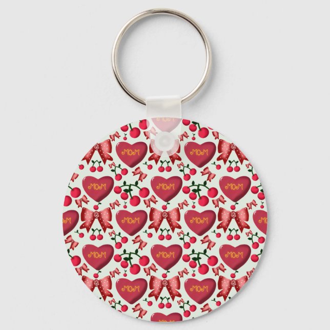 Muttertags-Kirsch-Schleifen-Muster-Geschenk  Schlüsselanhänger (Vorderseite)