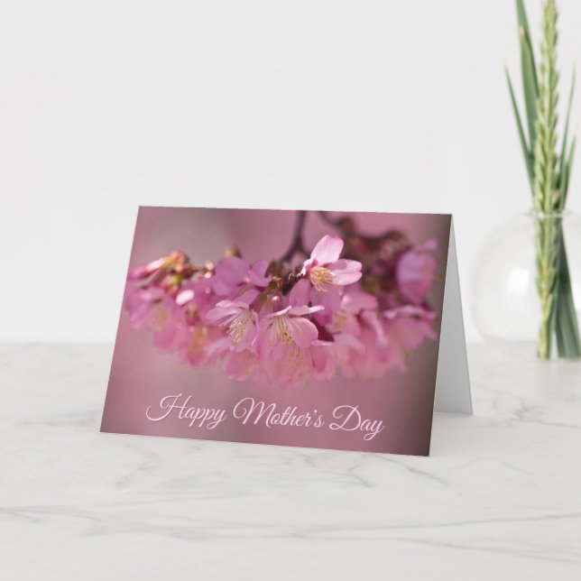 Muttertags-Kirschblüten Zartes Rosa-Blumenstrauß Karte (Vorderseite)