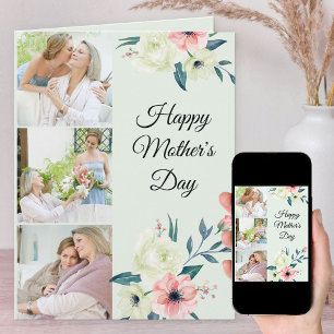 Muttertags-Mint-und-Rosa-feminine-Blumen-3-Fotos Karte
