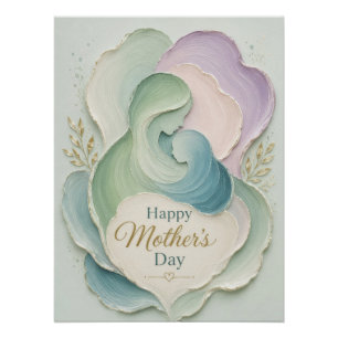 Muttertags-Silhouette Mutter Kind Umarmen Poster