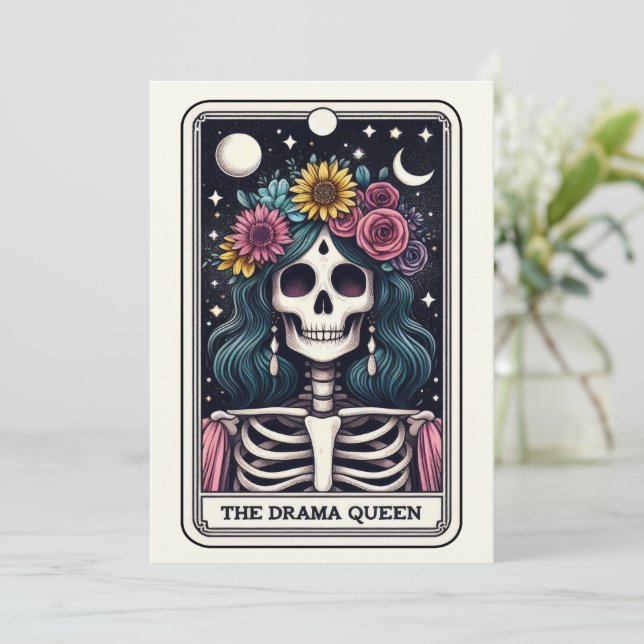 Muttertags-Skelett Die Dramakönigin Tarot Karte (Stehend Vorderseite)