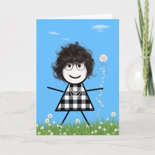 Muttertags-Stick-Girl mit Gänseblümchen-Freundesbo Karte