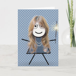 Muttertags-Stick-Girl mit Wunderkerze Karte