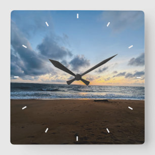 Muttertags-Strandsonnenuntergang Personalisierte K Quadratische Wanduhr