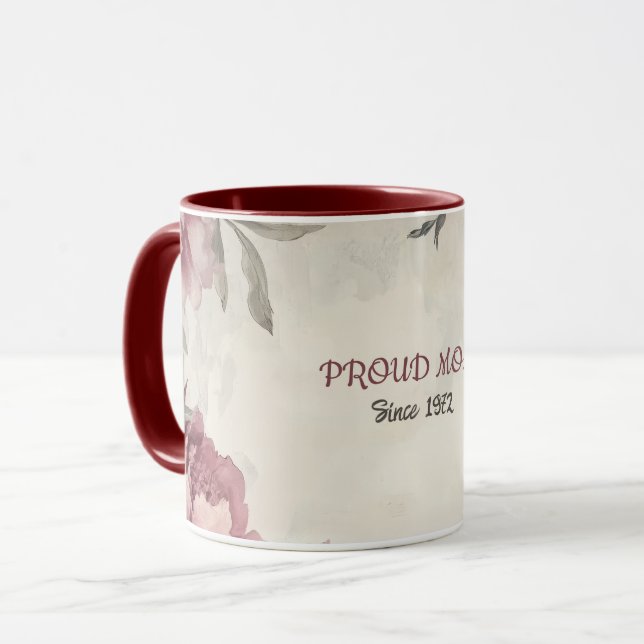 Muttertags-Tassentext "MOM" "Seit 1972" Tasse (Vorderseite Links)