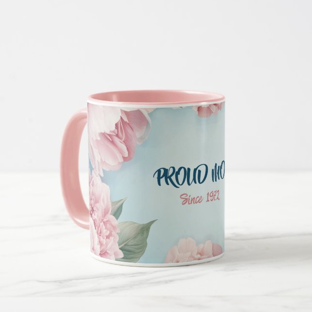 Muttertags-Tassentext "MOM" "Seit 1972" Tasse (Vorderseite Links)
