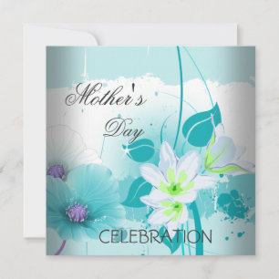 Muttertags-Teal-Lilienblüten Einladung