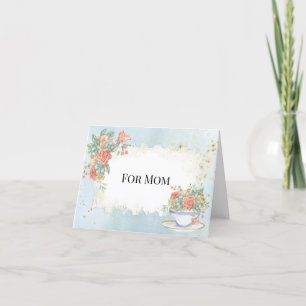 Muttertags Vintage Rahmen Teetasse Rosen Gänseblüm Feiertagskarte