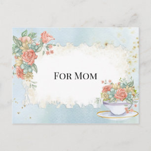 Muttertags Vintage Rahmen Teetasse Rosen Gänseblüm Postkarte