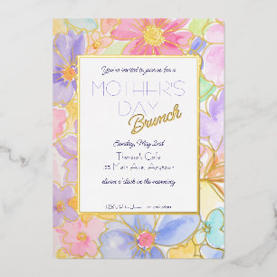 Muttertags-Wasserfarben-Blumen-Brunch Folieneinladung