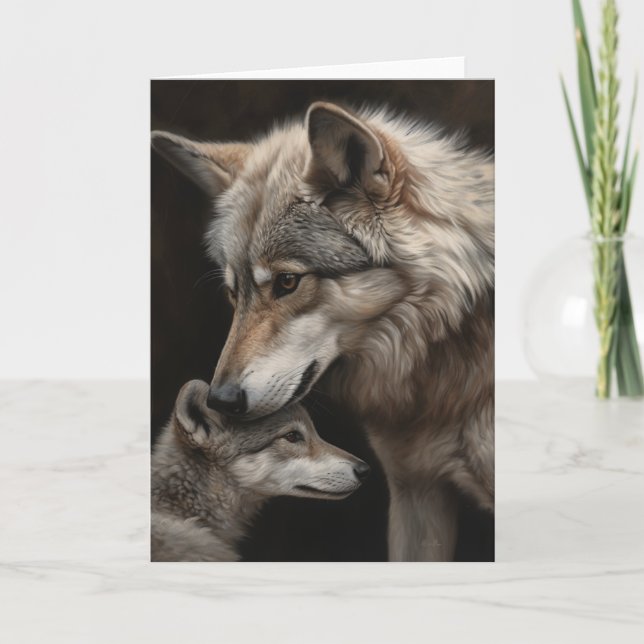 Muttertags-Wolf und Welpe  Karte (Vorderseite)