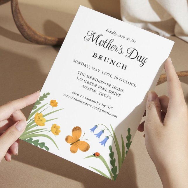 Muttertagsbrunch florale Ladybug Butterfly Einladung (Von Creator hochgeladen)