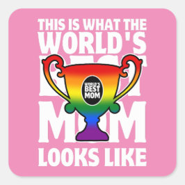 Muttertagsfarben der besten Mama-Regenbogenfahnen  Quadratischer Aufkleber