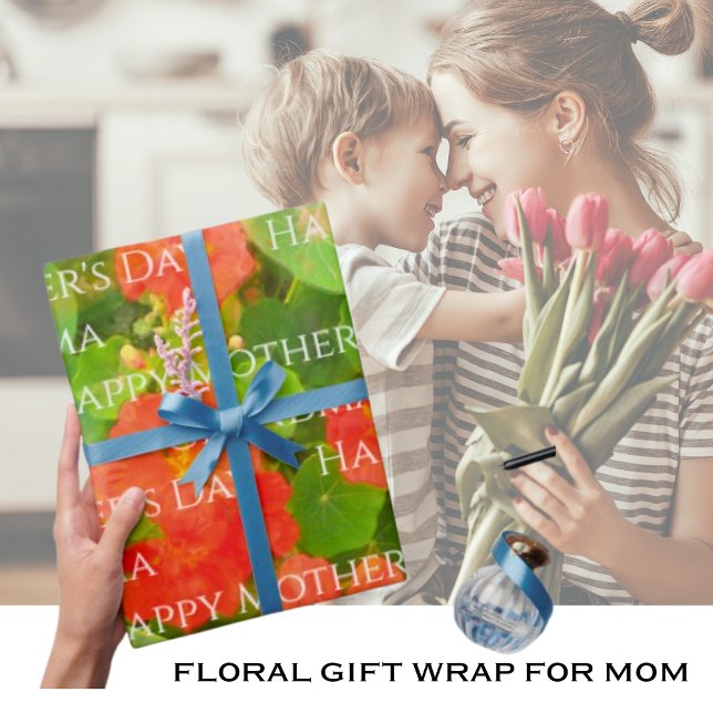 Muttertagsflora Geschenkpapier (Floral Gift Wrap For Mother's Day (You can personalize this wrapping paper).)