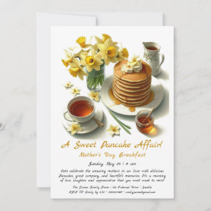 Muttertagsfrühstück – Pfannkuchen und Osterglocken Einladung