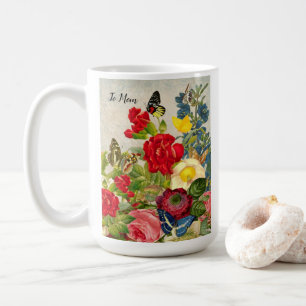 Muttertagsgarten Nelken Rosen Schmetterlinge Kaffeetasse