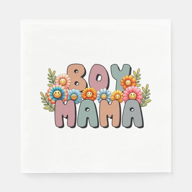 Muttertagsgeschenk | Boy Mama Serviette (Vorderseite)