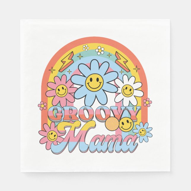 Muttertagsgeschenk | Groovy Mama Serviette (Vorderseite)