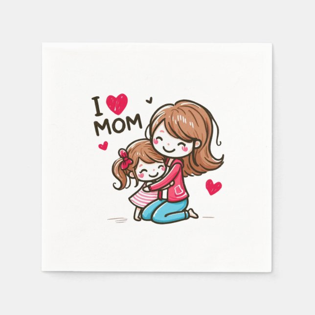 Muttertagsgeschenk | I LIEBE MAMA Serviette (Vorderseite)