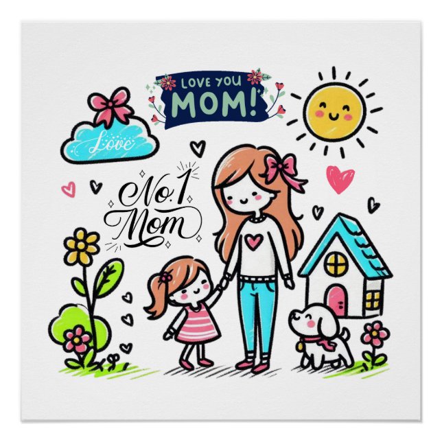 Muttertagsgeschenk | Ich Liebe Sie Mama Poster (Vorderseite)