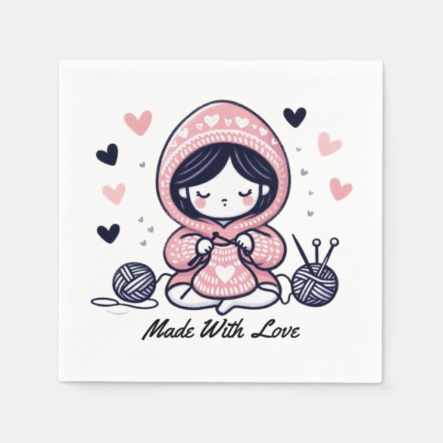 Muttertagsgeschenk | Made with Liebe Serviette (Vorderseite)
