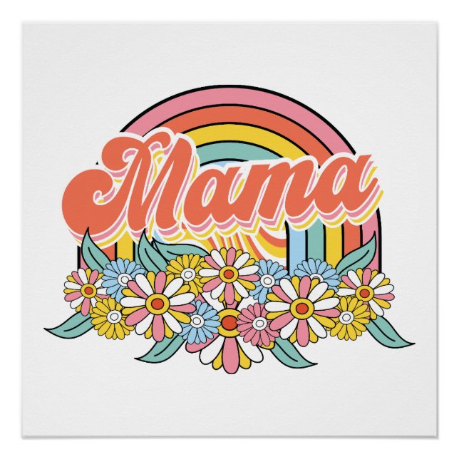 Muttertagsgeschenk | Mama Floral Poster (Vorderseite)