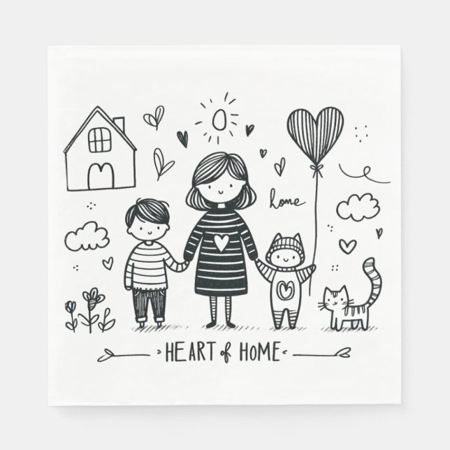 Muttertagsgeschenk | Mama Herz der Zuhause Serviette (Vorderseite)