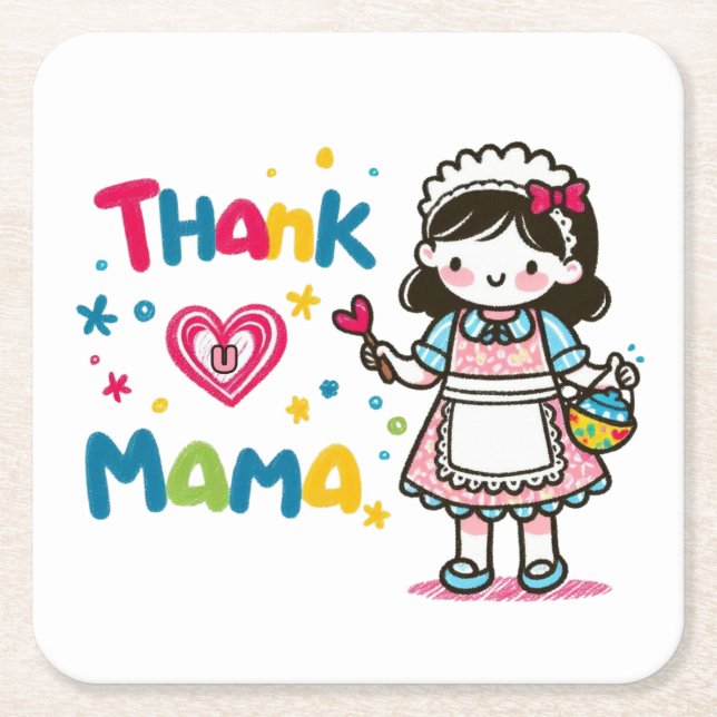 Muttertagsgeschenk | Vielen Dank Mama Rechteckiger Pappuntersetzer (Vorderseite)