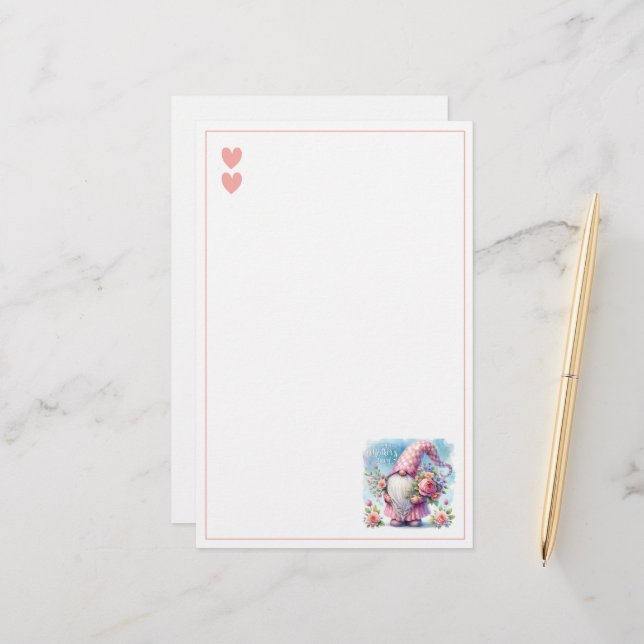 Muttertagsgnome-Liebe Briefpapier (Vorderseite/Rückseite Beispiel)